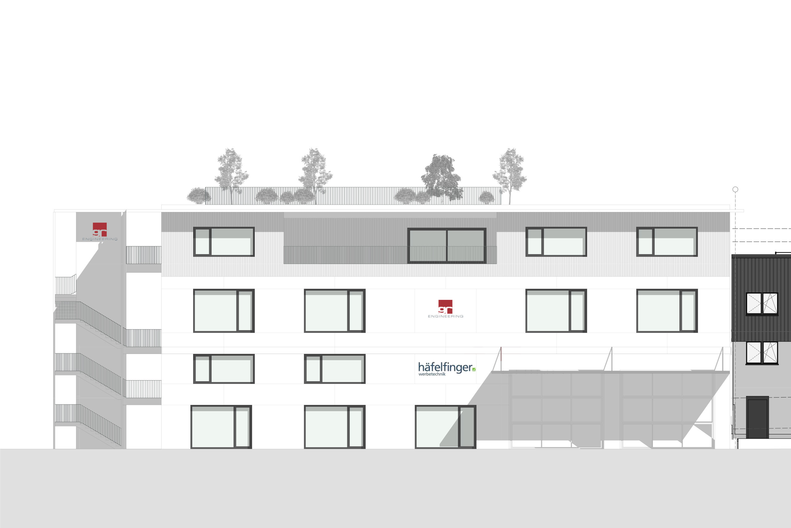 Gewerbegebäude Ormalingen, Fassade Süd
