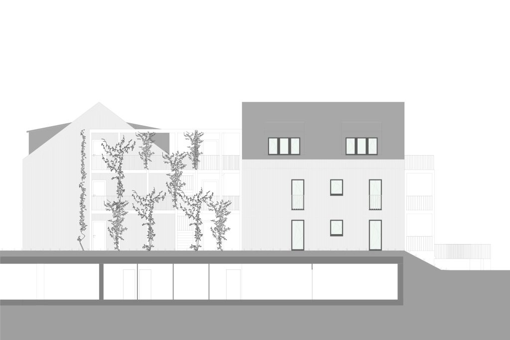 Überbauung «Sagi», Haus 1 + 2, Fassade Nord