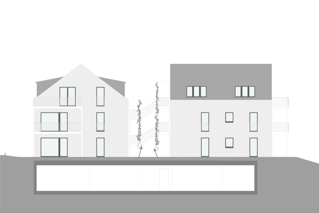 Überbauung «Sagi», Haus 3 + 4, Fassade West