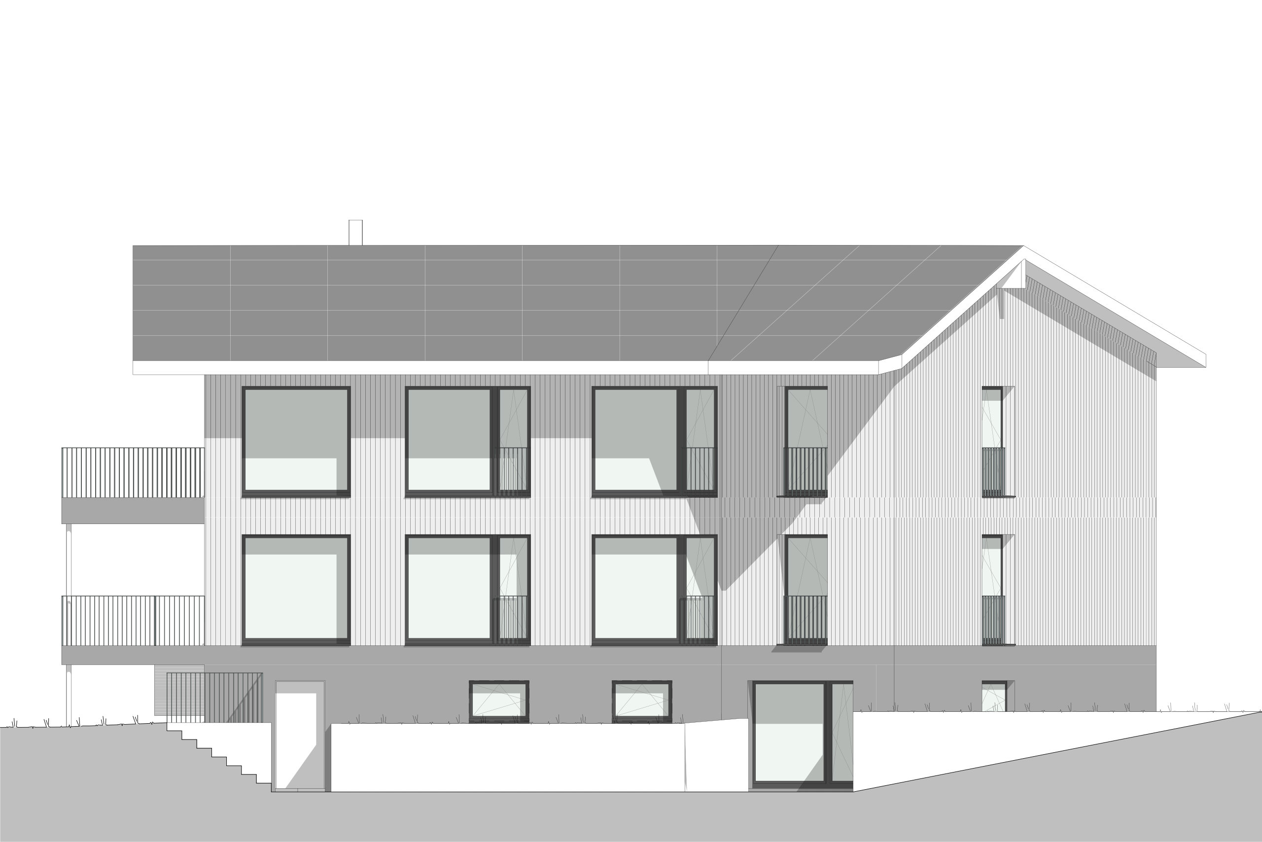 Zweifamilienhaus Blauen, Fassade Ost